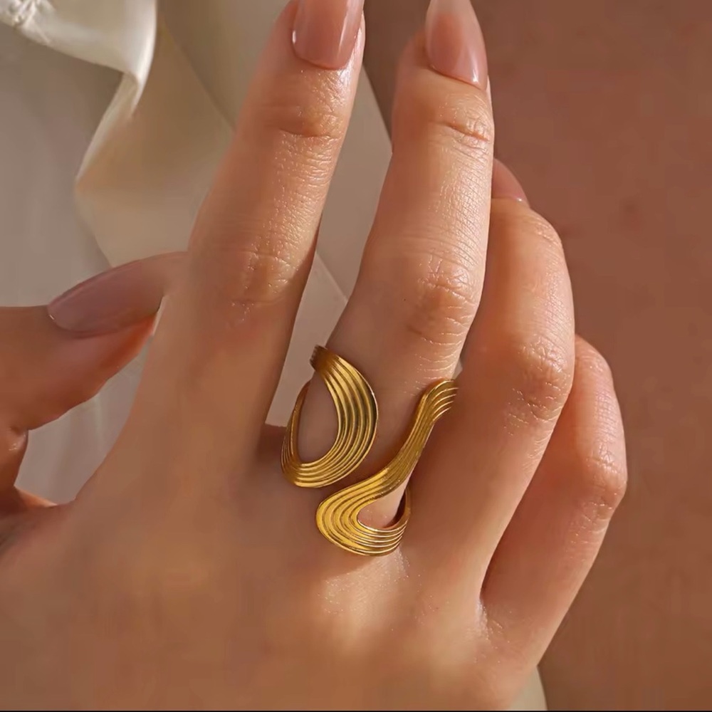 Gold Tone Statement Adjustable Ring - image 2